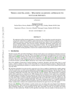 Trees and Islands -- Machine learning approach to nuclear physics