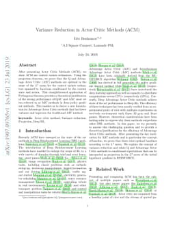 Variance Reduction in Actor Critic Methods (ACM)