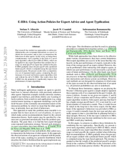 E-HBA: Using Action Policies for Expert Advice and Agent Typification