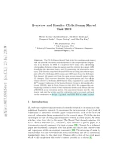Overview and Results: CL-SciSumm Shared Task 2019