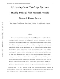 A Learning-Based Two-Stage Spectrum Sharing Strategy with Multiple
  Primary Transmit Power Levels