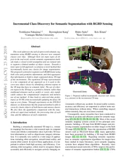 Incremental Class Discovery for Semantic Segmentation with RGBD Sensing