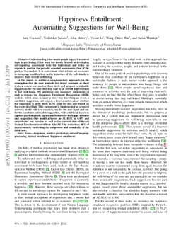 Happiness Entailment: Automating Suggestions for Well-Being