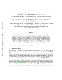 Optimal Transport-based Alignment of Learned Character Representations
  for String Similarity