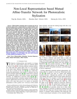 Non-Local Representation based Mutual Affine-Transfer Network for
  Photorealistic Stylization
