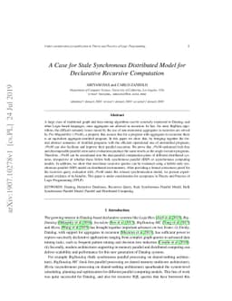 A Case for Stale Synchronous Distributed Model for Declarative Recursive
  Computation