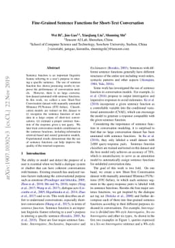 Fine-Grained Sentence Functions for Short-Text Conversation