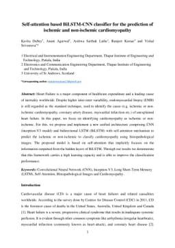 Self-attention based BiLSTM-CNN classifier for the prediction of
  ischemic and non-ischemic cardiomyopathy