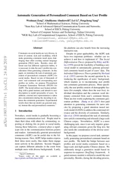 Automatic Generation of Personalized Comment Based on User Profile