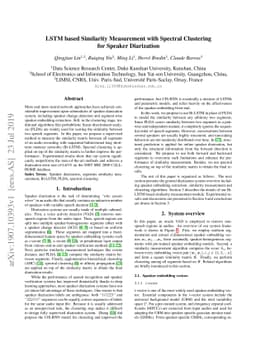 LSTM based Similarity Measurement with Spectral Clustering for Speaker
  Diarization