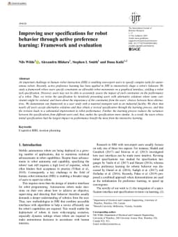 Improving User Specifications for Robot Behavior through Active
  Preference Learning: Framework and Evaluation