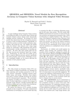 QRMODA and BRMODA: Novel Models for Face Recognition Accuracy in
  Computer Vision Systems with Adapted Video Streams