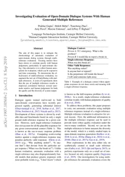 Investigating Evaluation of Open-Domain Dialogue Systems With Human
  Generated Multiple References