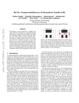 IR-VIC: Unsupervised Discovery of Sub-goals for Transfer in RL