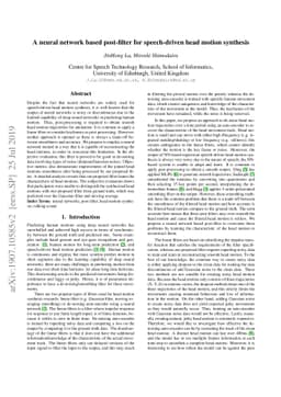A neural network based post-filter for speech-driven head motion
  synthesis