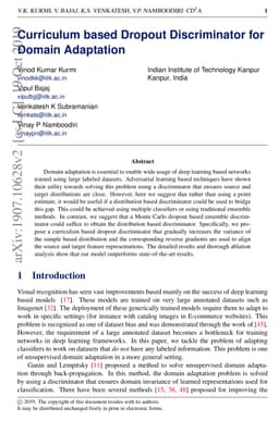 Curriculum based Dropout Discriminator for Domain Adaptation