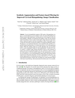 Synthetic Augmentation and Feature-based Filtering for Improved Cervical
  Histopathology Image Classification