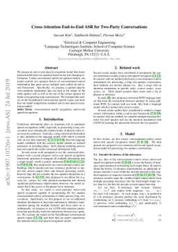 Cross-Attention End-to-End ASR for Two-Party Conversations