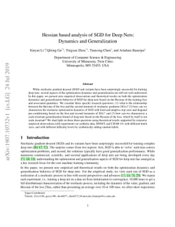 Hessian based analysis of SGD for Deep Nets: Dynamics and Generalization