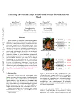 Enhancing Adversarial Example Transferability with an Intermediate Level
  Attack
