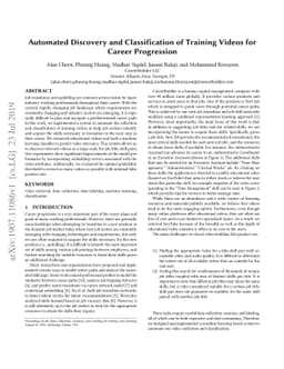 Automated Discovery and Classification of Training Videos for Career
  Progression