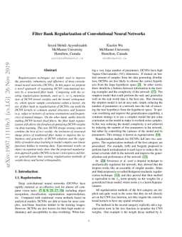 Filter Bank Regularization of Convolutional Neural Networks