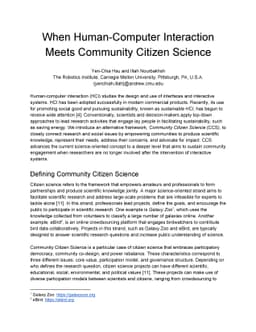 When Human-Computer Interaction Meets Community Citizen Science