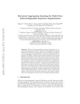 Recurrent Aggregation Learning for Multi-View Echocardiographic
  Sequences Segmentation