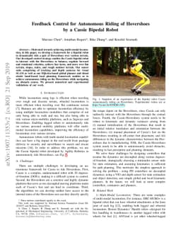 Feedback Control for Autonomous Riding of Hovershoes by a Cassie Bipedal
  Robot