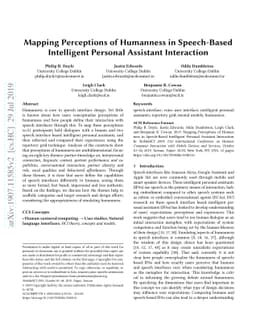Mapping Perceptions of Humanness in Speech-Based Intelligent Personal
  Assistant Interaction