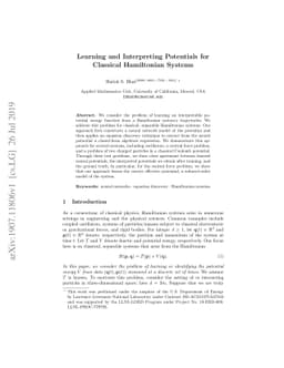 Learning and Interpreting Potentials for Classical Hamiltonian Systems