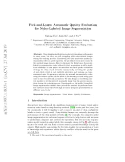 Pick-and-Learn: Automatic Quality Evaluation for Noisy-Labeled Image
  Segmentation