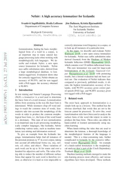 Nefnir: A high accuracy lemmatizer for Icelandic