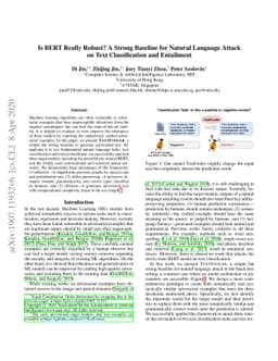 Is BERT Really Robust? A Strong Baseline for Natural Language Attack on
  Text Classification and Entailment