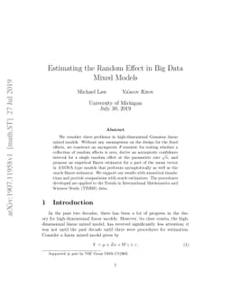 Estimating the Random Effect in Big Data Mixed Models