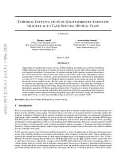 Temporal Interpolation of Geostationary Satellite Imagery with Task
  Specific Optical Flow