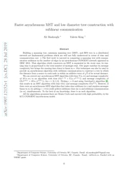 Faster asynchronous MST and low diameter tree construction with
  sublinear communication