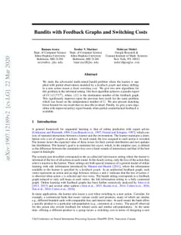 Bandits with Feedback Graphs and Switching Costs