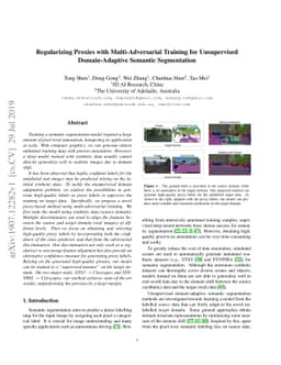 Regularizing Proxies with Multi-Adversarial Training for Unsupervised
  Domain-Adaptive Semantic Segmentation