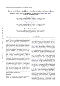 Hierarchical Multi-Label Dialog Act Recognition on Spanish Data