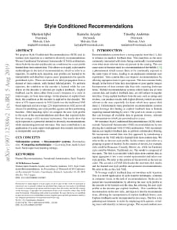 Style Conditioned Recommendations