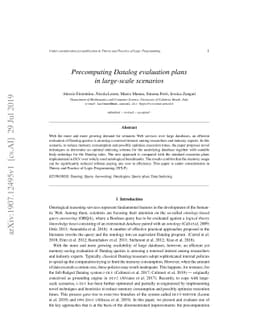 Precomputing Datalog evaluation plans in large-scale scenarios
