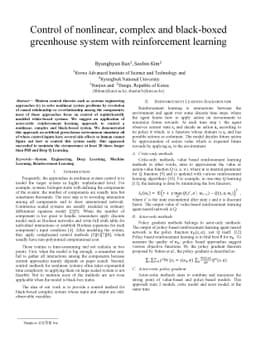 Control of nonlinear, complex and black-boxed greenhouse system with
  reinforcement learning