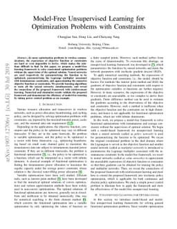 Model-Free Unsupervised Learning for Optimization Problems with
  Constraints