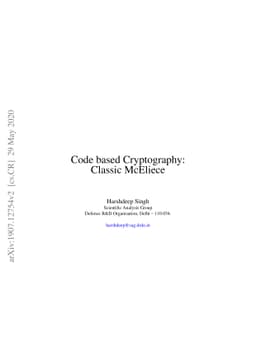 Code based Cryptography: Classic McEliece