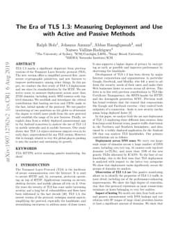 The Era of TLS 1.3: Measuring Deployment and Use with Active and Passive
  Methods