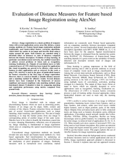 Evaluation of Distance Measures for Feature based Image Registration
  using AlexNet