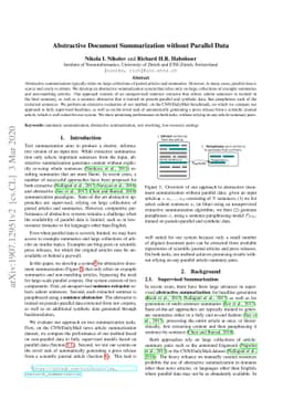 Abstractive Document Summarization without Parallel Data