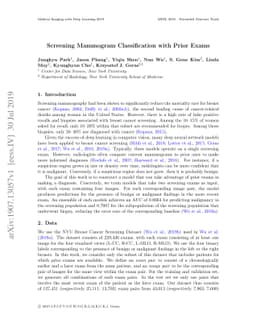 Screening Mammogram Classification with Prior Exams