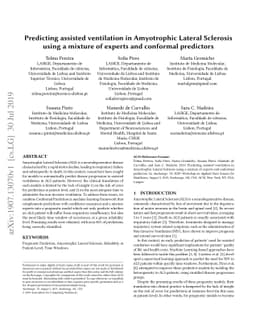 Predicting assisted ventilation in Amyotrophic Lateral Sclerosis using a
  mixture of experts and conformal predictors